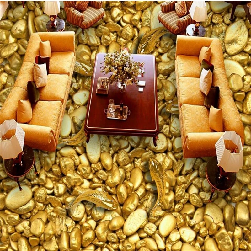 Wellyu золотые полные девять рыбок поли Золотые 3D Индивидуальные напольные большие