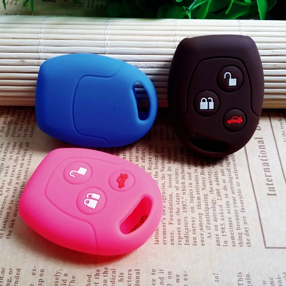 

Car styling for ford Mondeo Fiesta Focus C-Max KA GALAXY Silicone protection Key Cover Car Keychain shell stickers remote holder