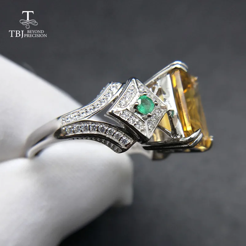 TBJ последний Роскошный натуральный Бразилия цитрин большое кольцо с драгоценным