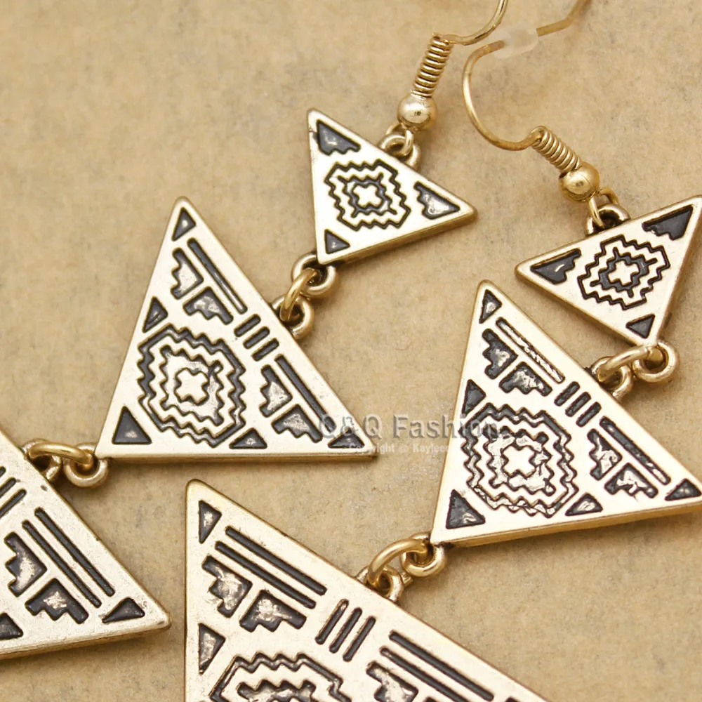 Ювелирные украшения Orecchini Gold этнические Aztec египетская люстра треугольный
