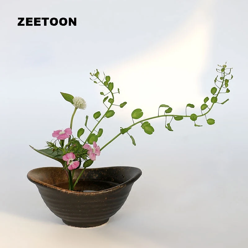 Японская Цветочная композиция грубая керамика цветочный горшок мини ваза