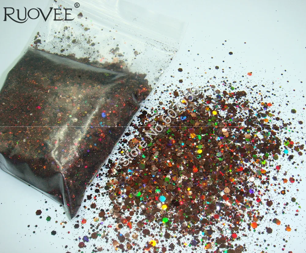 50 грамм голографический лазер кофейные цвета блестящие микс фотоблесток в форме