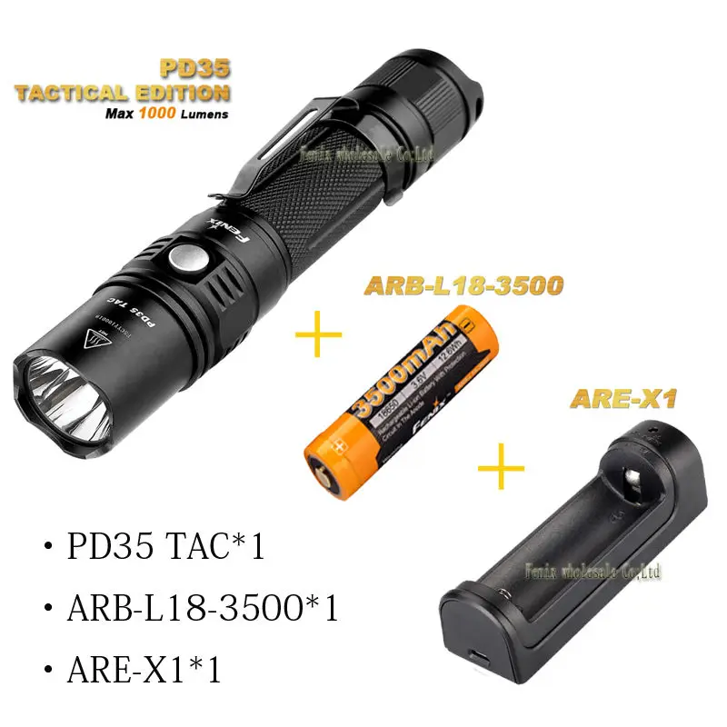Бесплатная доставка Fenix PD35 TAC 1000 люмен + батареи ARB L18 3500 зарядное устройство ARE X1|fenix