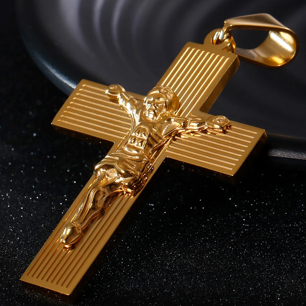 Подвеска в виде креста с Иисусом ожерелье очарование для мужчин нержавеющая