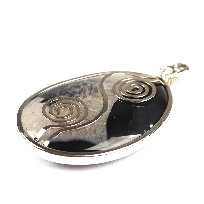 41*79 мм 1 шт. подвески из природного камня кулон Большой Черный Гладкая овальная