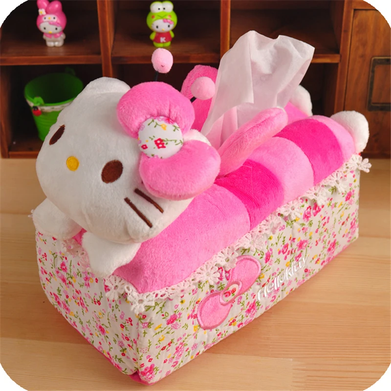 Kawaii hello kitty розовый автомобиль комната диван ткани коробка для хранения Контейнер ткань коробка для салфеток сиденье держатель бумажный мешок крышка