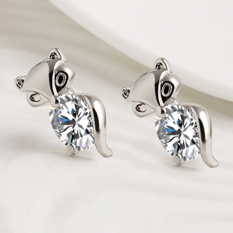 Женские Висячие серьги WalerV белые гвоздики в форме лисы с кристаллами из циркония