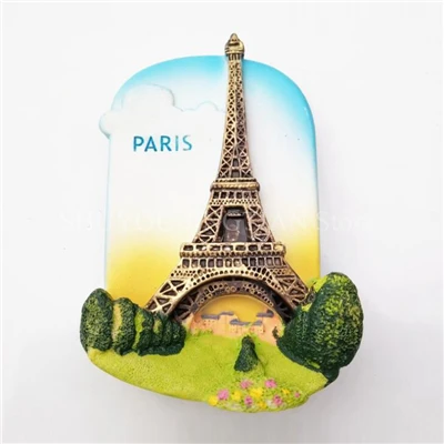 Eiffel Tower Магнитный сувенир на холодильник из смолы 3D, Египетский Каир, Россия, Лондон, Эйфелева башня, малайзийские башни-близнецы Petronas, Дубай, Бурдж, аль-арабы - Цвет: Eiffel Tower