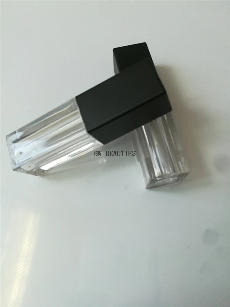 200 шт./лот пустые 5 мл тюбики для блеска губ черная крышка Квадратный Контейнер