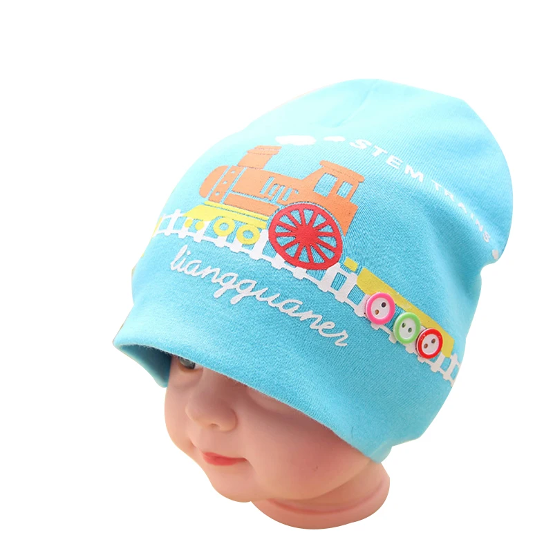 Детские шапки с мультяшным принтом мягкие хлопковые детские для мальчиков 4-9 м
