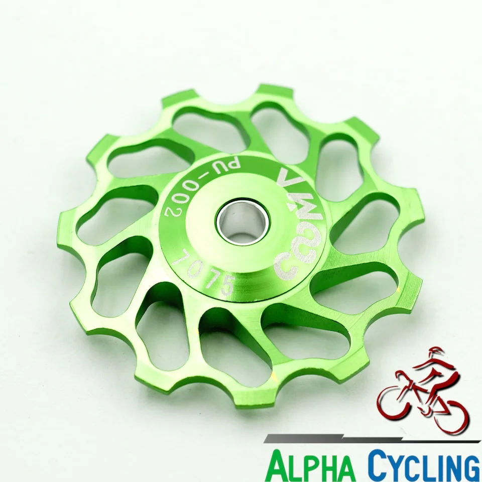 Зеленый CNC Алюминий легкосплавных колесных диск Shimano и Sram XX, XO, X9, X7 задний переключатель, Керамика подшипник, Pu002 - Цвет: Зеленый