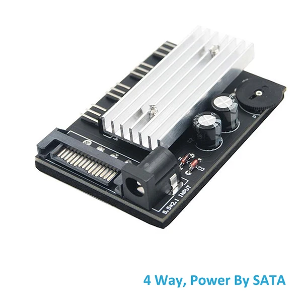 4 Way SATA Power Компьютер PC чехол Процессор кулер 3pin Вентилятор охлаждения регулятор температуры, 3-контактный втулка вентилятора Питание разветвитель от 4Pin или SATA - Цвет лезвия: 4 Way SATA Power