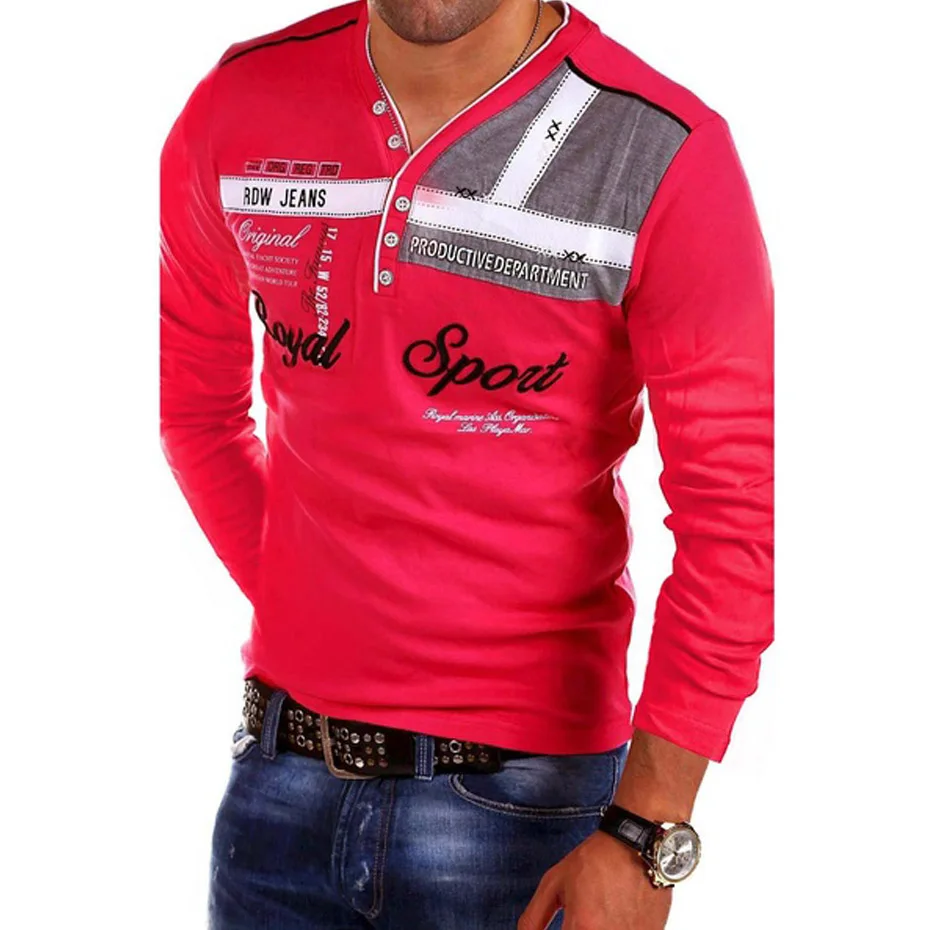 Мужская модная рубашка поло с длинными рукавами Повседневная брендовая новая