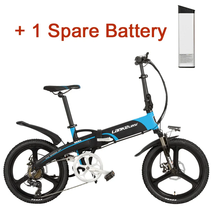 black blue plus 7 Скорость для электрического велосипеда, Портативный 20 дюймов 240W 48V 10Ah складной электровелосипед, интегрированной колеса, Скрытая литий Батарея - Цвет: black blue plus