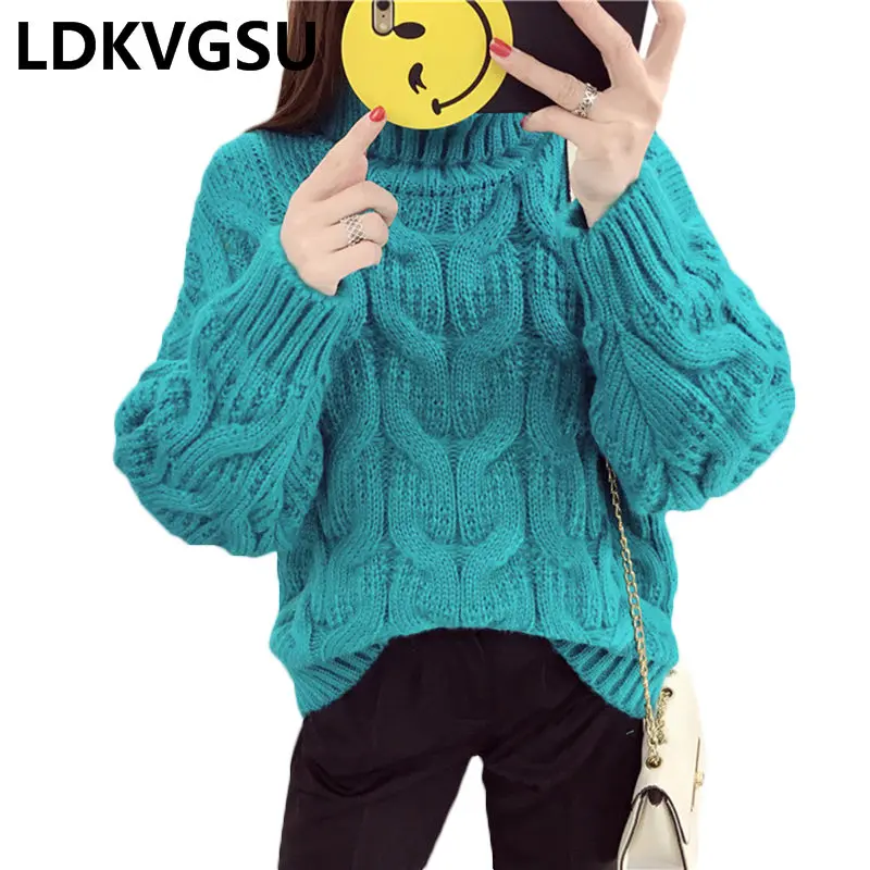 Фото Thicken Twisted High Collar Sweater Women's Pullover Loose Korean Large Size Tide 2018 Autumn Winter Is1254 Женская одежда Thicken Twisted High Collar Sweater Women's Pullover Loose Korean Large Size Tide 2018 Autumn Winter Is1254 Женская одежда