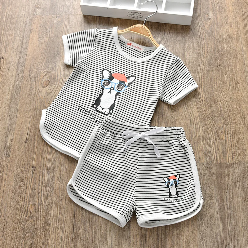 Комплект одежды из 2 предметов в полоску с принтом Thunderers футболка Dog и короткие