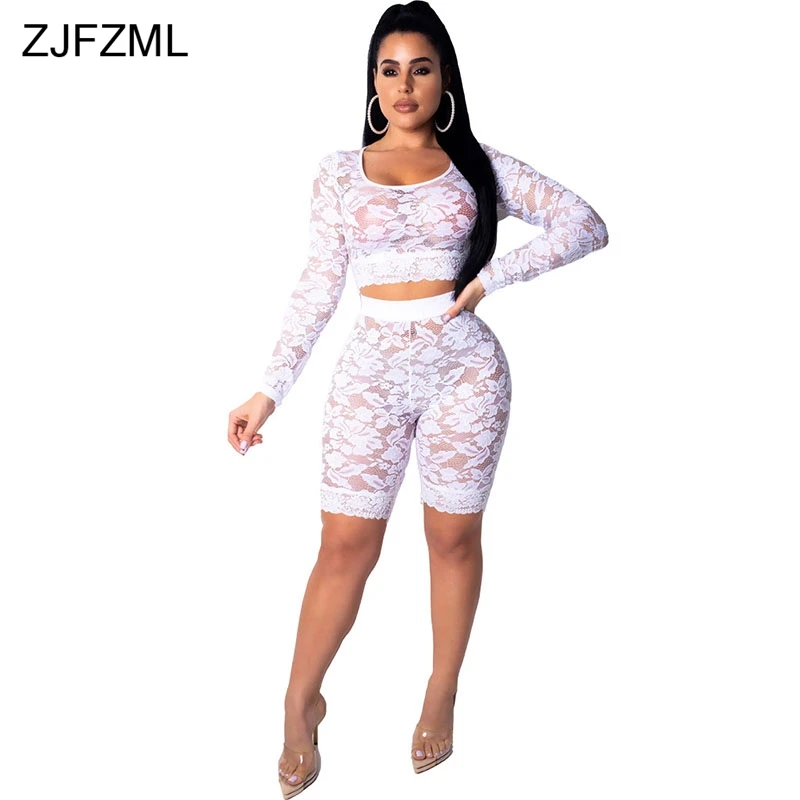 Женский комплект из 2 предметов ZJFZML укороченный топ с длинными рукавами и