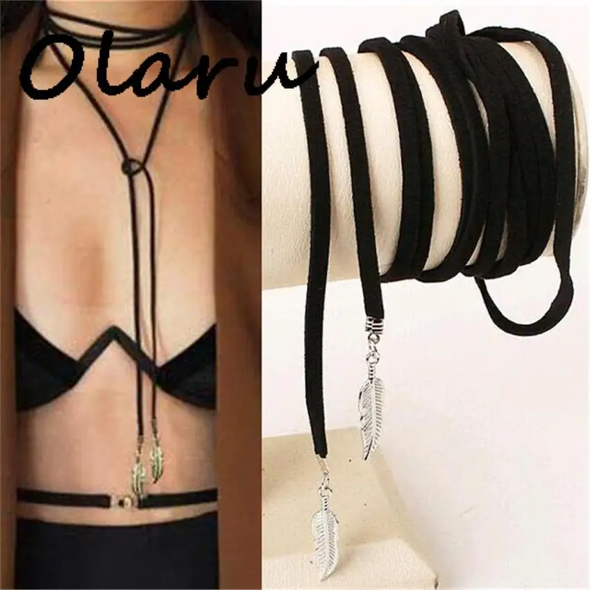 Женское Ожерелье чокер с перьями и листьями|boho necklace|choker fashion necklaceschoker necklace |