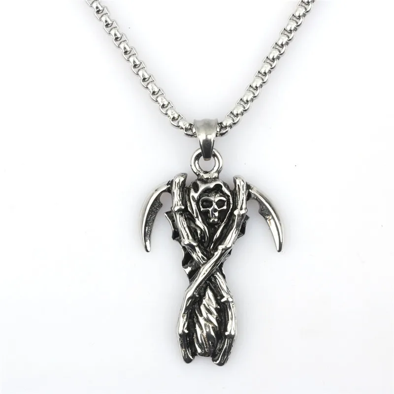 

Drop Shipping Stainless Steel Viking Skull Pendant Necklace For Men Gothic Casting Titanium Snake Chain Ethnic Jewelry Wholesale
