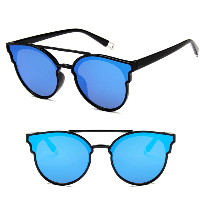 Женские солнцезащитные очки кошачий глаз [EL Malus] синие и розовые зеркальные в