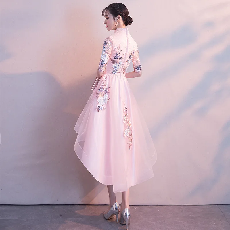 Женское платье Ципао розовое с воротником стойкой размеры S XXL|Чонсамы| |