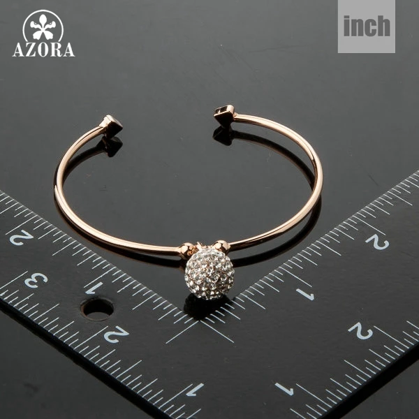 Женский браслет с австрийскими кристаллами AZORA золотистый регулируемый круглыми