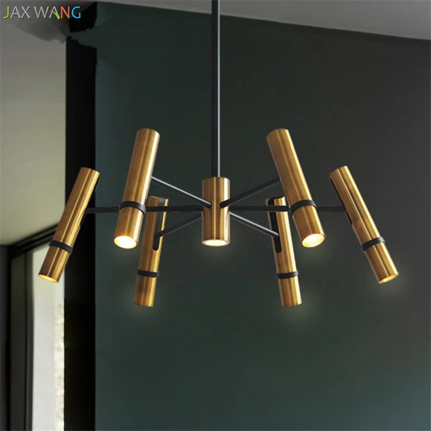 Современные Бронзовые люстры прямые регулируемые светильники для гостиной