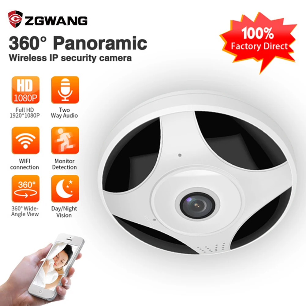 ZGWANG 1080 P 360 Камера Беспроводной WI-FI P2P панорама IP домофон видеонаблюдения Детский