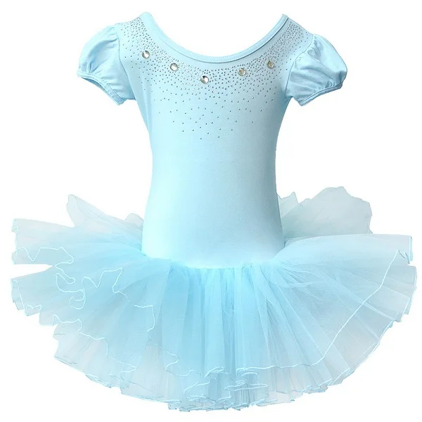 B093 blue BAOHULU/детское балетное платье с коротким рукавом, жемчужный цветочный танцевальный Купальник для девочек, Костюм Балерины, балетная пачка, детская одежда для девочек - Цвет: B093 blue