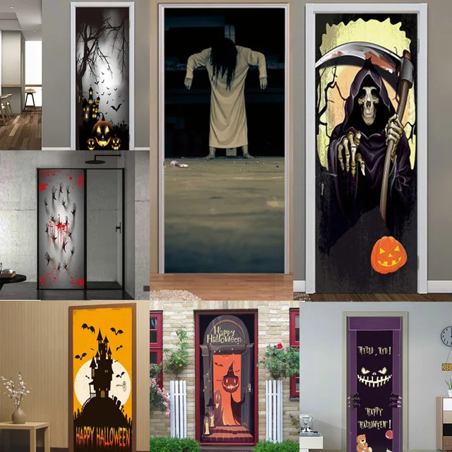 Горячая продажа ужасов набор украшений для аттракционов дверь стикер portes decoratives