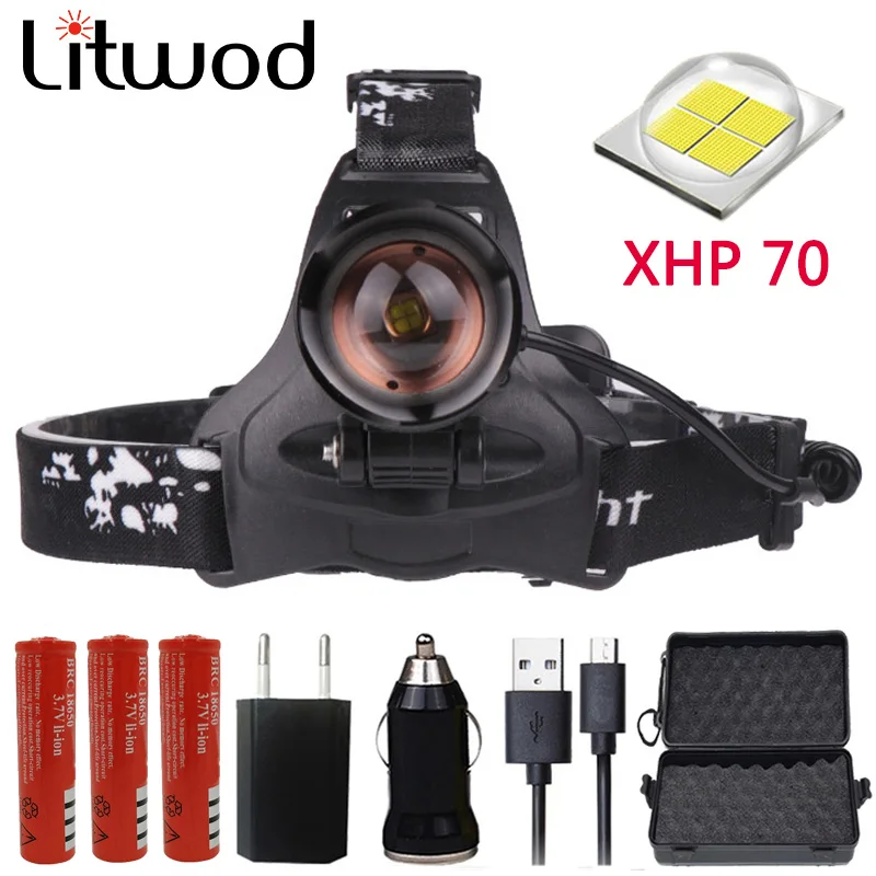Мощный светодиодный налобный фонарь Z20 Litwod 2806 32 Вт чип XHP70 3200lum|Налобные LED-фонари| |