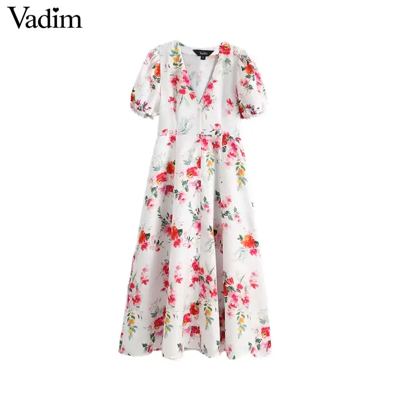 Женское элегантное платье vadim с цветочным принтом v образный вырез карманы пышные