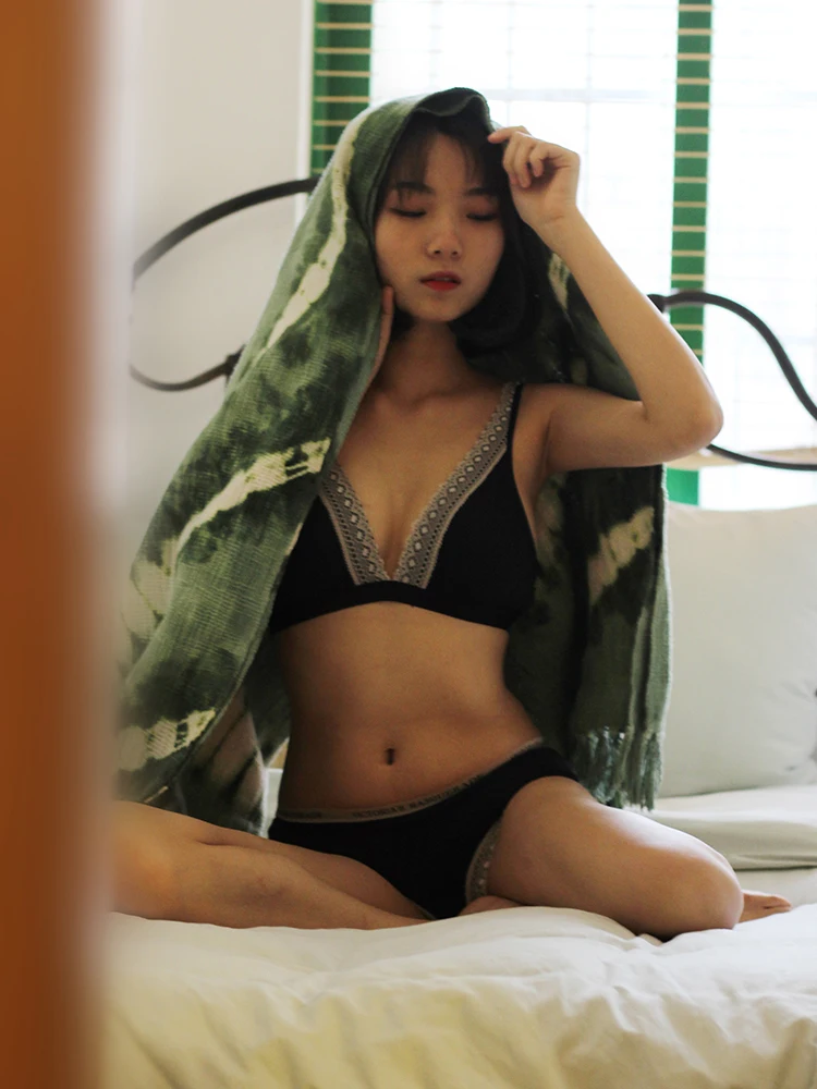 Сексуальное кружевное нижнее белье бюстгальтер без стального кольца тонкое