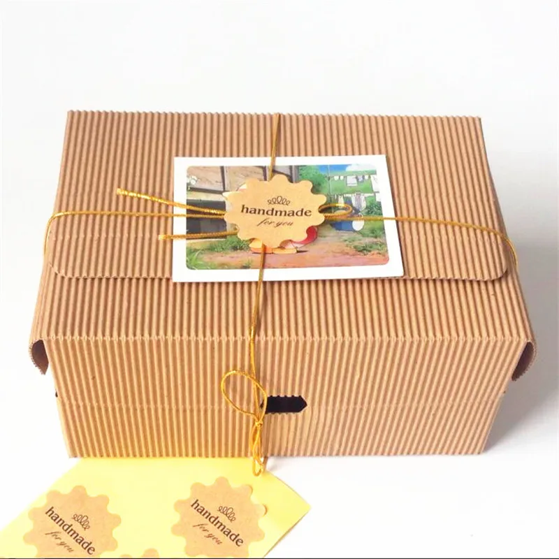 100 шт./лот Цветочная форма Ручная работа для вас крафт бумага наклейки с