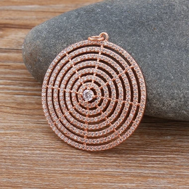 Pendant-Rose Gold Новое поступление модные роскошные Медь CZ Кристальные, круглой формы кулон ожерелье, с фабрики, опт Шарм Для женщин Мужская цепочка Ожерелье - Окраска металла: Pendant-Rose Gold