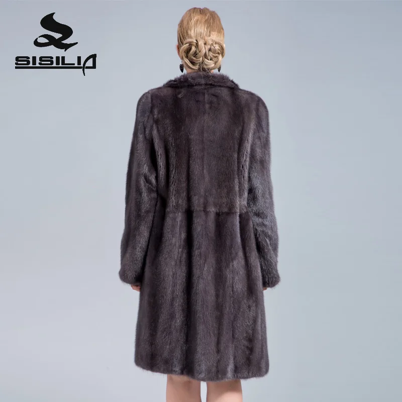 SISILIA 2018 Новое дамское натуральное замшевое меховое пальто Высокое качество