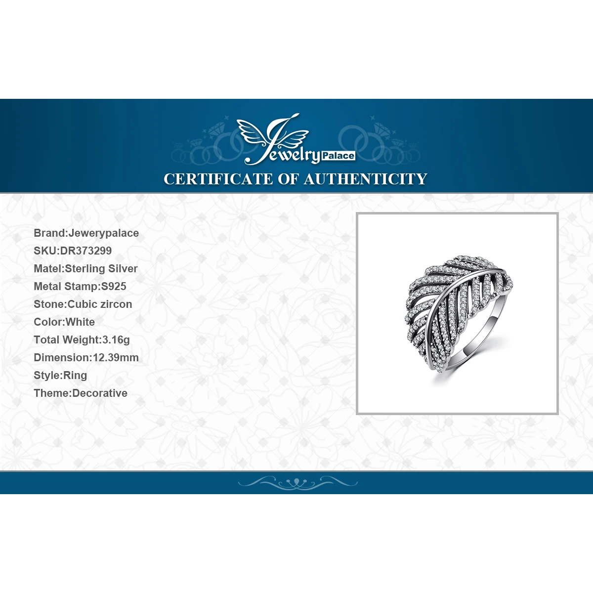 Jewelrypalace 925 пробы серебро в виде ажурных листьев коктейльное кольцо для Для женщин