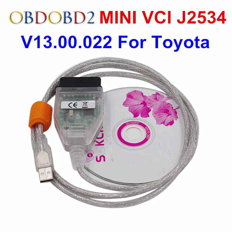 Новейший V13.00.022 мини VCI для TIS Techstream Стандартный OBD2 Интерфейс связи MINI-VCI автомобиля диагностический кабель и разъем