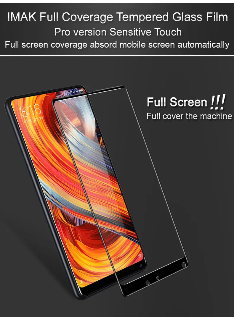Imak полное Экран Клей Pro+ версия закаленное Стекло для Xiaomi Mix 2 Mi8 Lite F1 Mi6x Max 3 Mix Redmi 3 Note7 Экран протектор