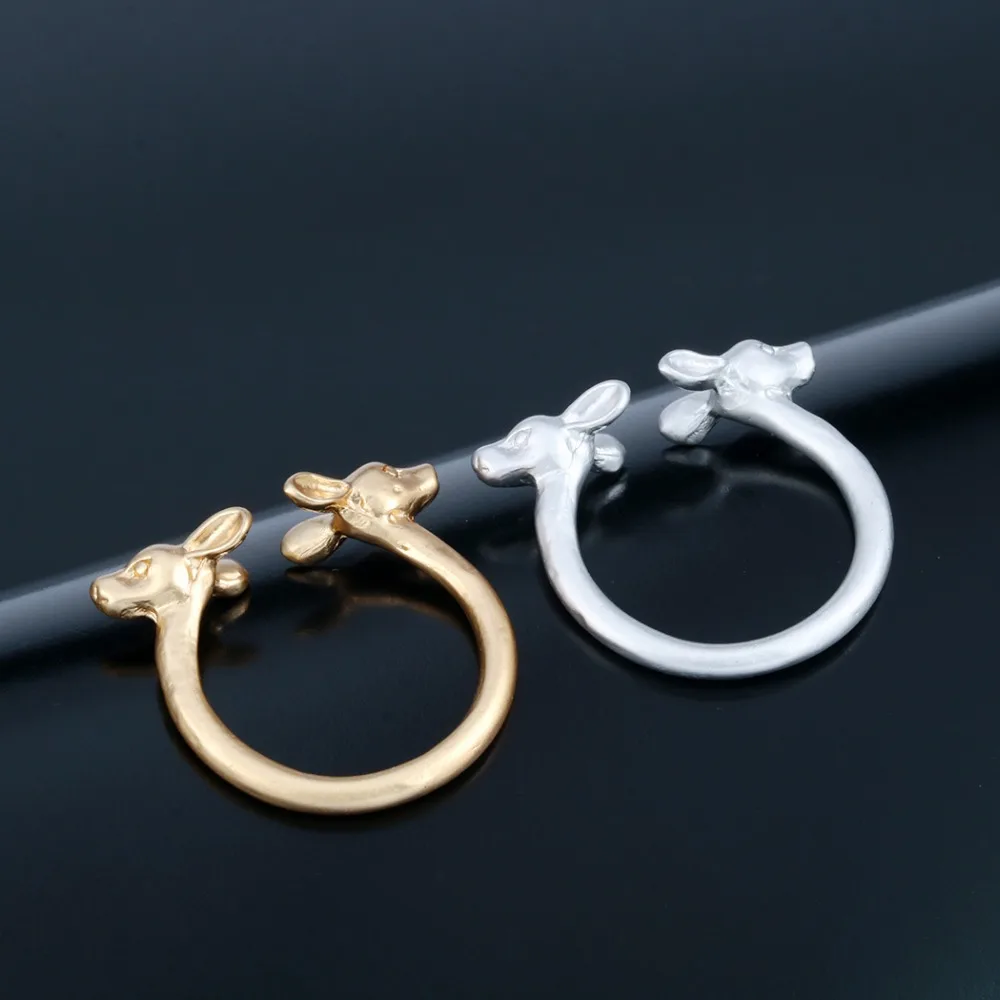 QIAMNI милые двойные кольца на средний палец с головой оленя подарок для женщин и