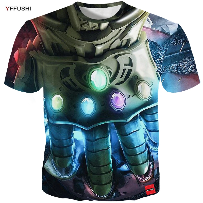 YFFUSHI новые мужские 3d топы модные мощные футболки с принтом Thanos тонкая летняя