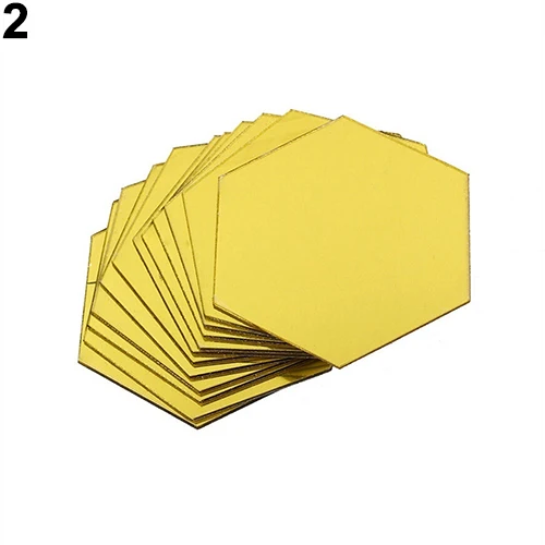 Модные 12 шт. с геометрическим шестиугольным 3D художественным зеркалом стикер на