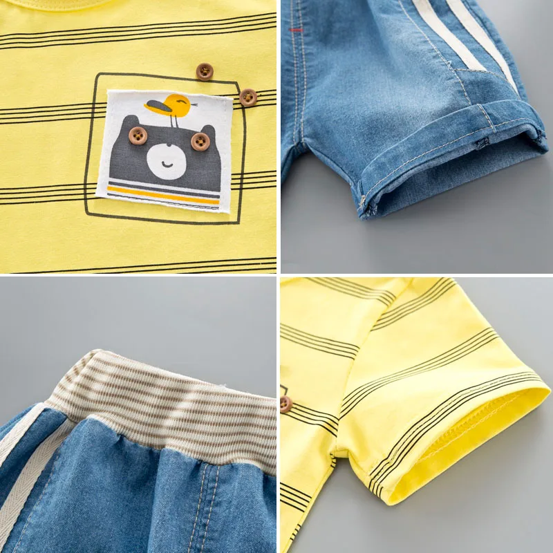 Костюм для маленьких мальчиков комплект детской летней одежды хлопковый в