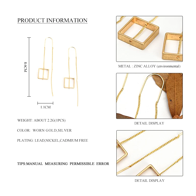 WILD & FREE Для женщин золото цинк сплава длинными ушами линии Висячие серьги модные