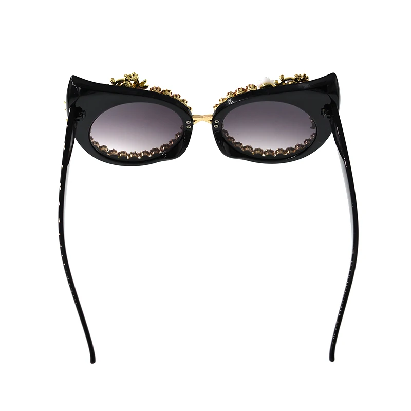 FashionSunglasses Для женщин Элитный бренд очки металлический jewel со стразами украшения Солнцезащитные очки для глаз в форме кошачьего глаза Винтаж Оттенки Óculos