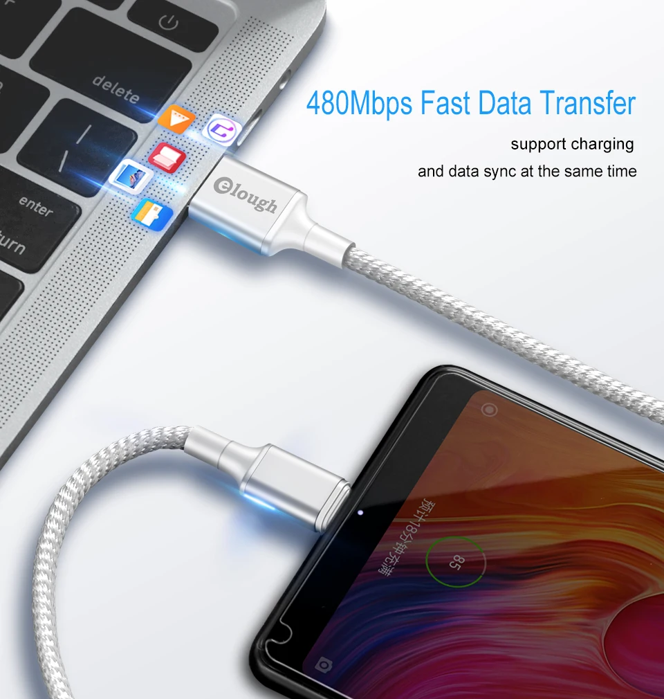Elough Магнитный кабель для iPhone Xiaomi samsung Android мобильный телефон магнит зарядное устройство Быстрая зарядка type C Micro USB кабель