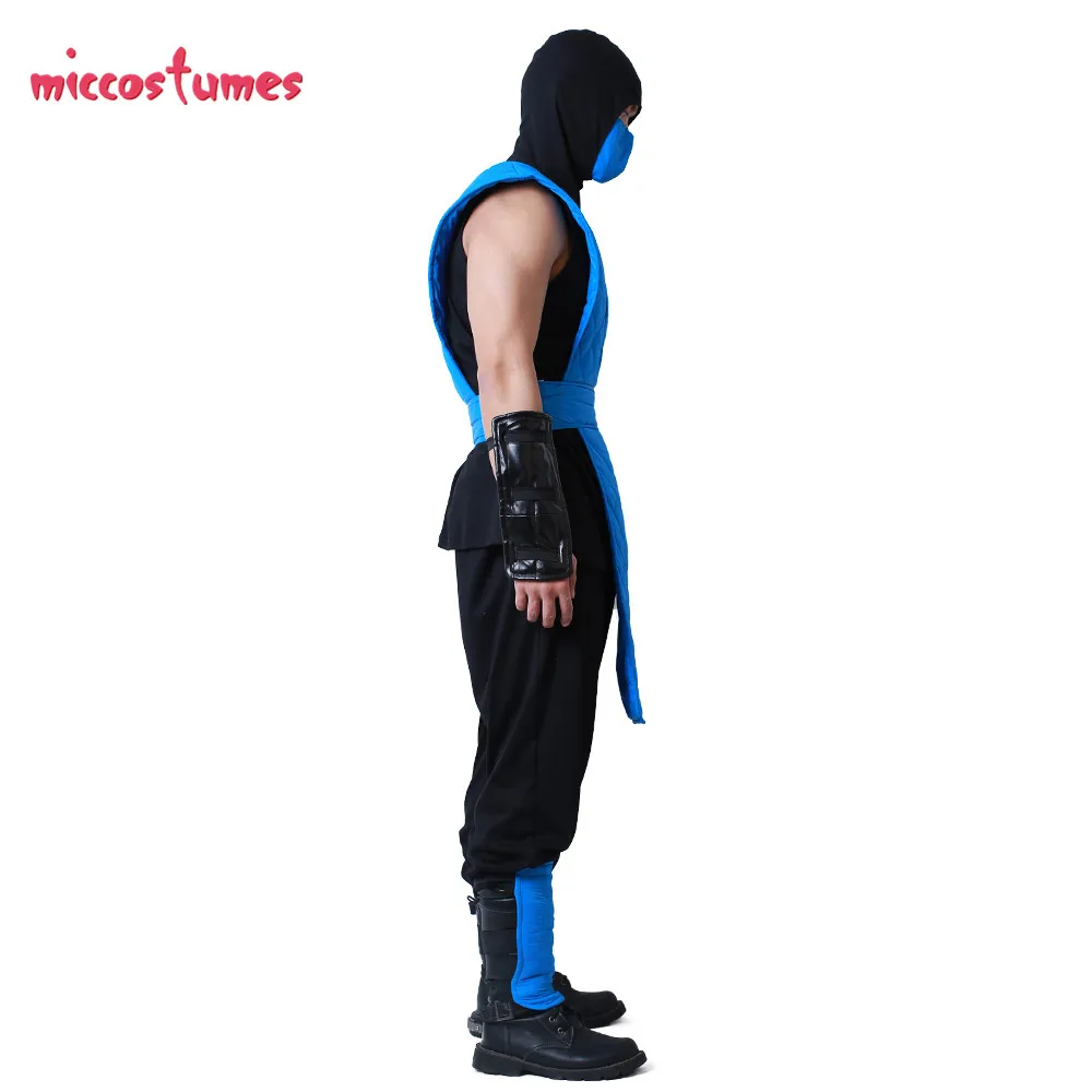 Shotokan ниндзя синий истребитель Хэллоуин Косплей Костюм Mortal Kombat полный косплей