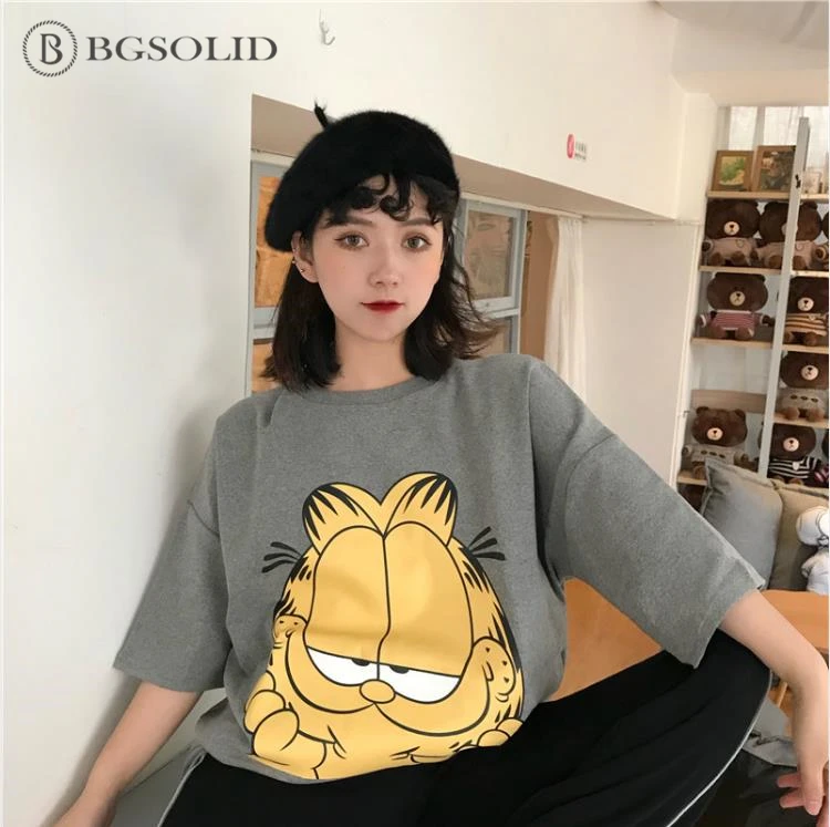 2019 хлопковая футболка с коротким рукавом женские топы принтом|Футболки| |