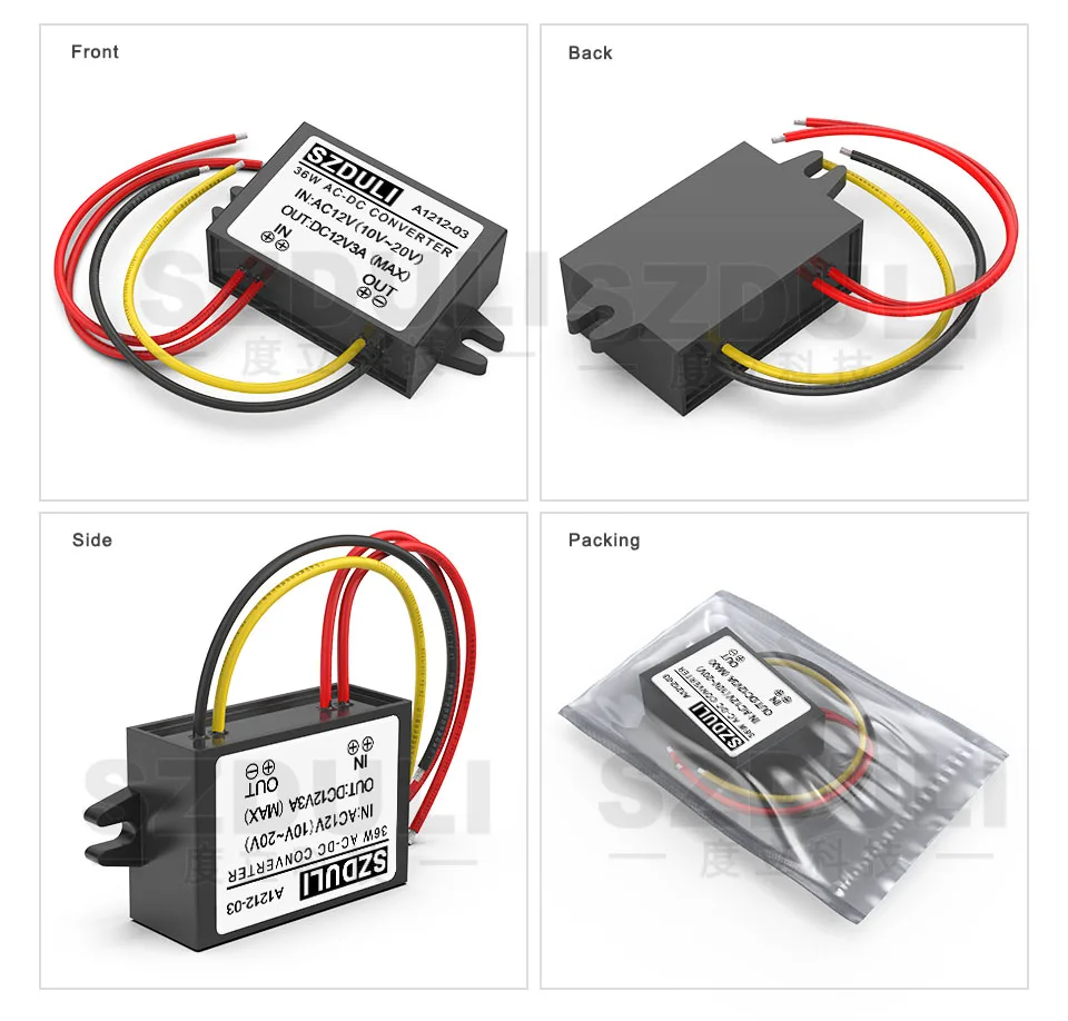 Ac12в к DC12V 3A AC к DC источник питания 10-20 в до 12 в 36 Вт трансформатор мониторинга Водонепроницаемый преобразователь CE RoHS