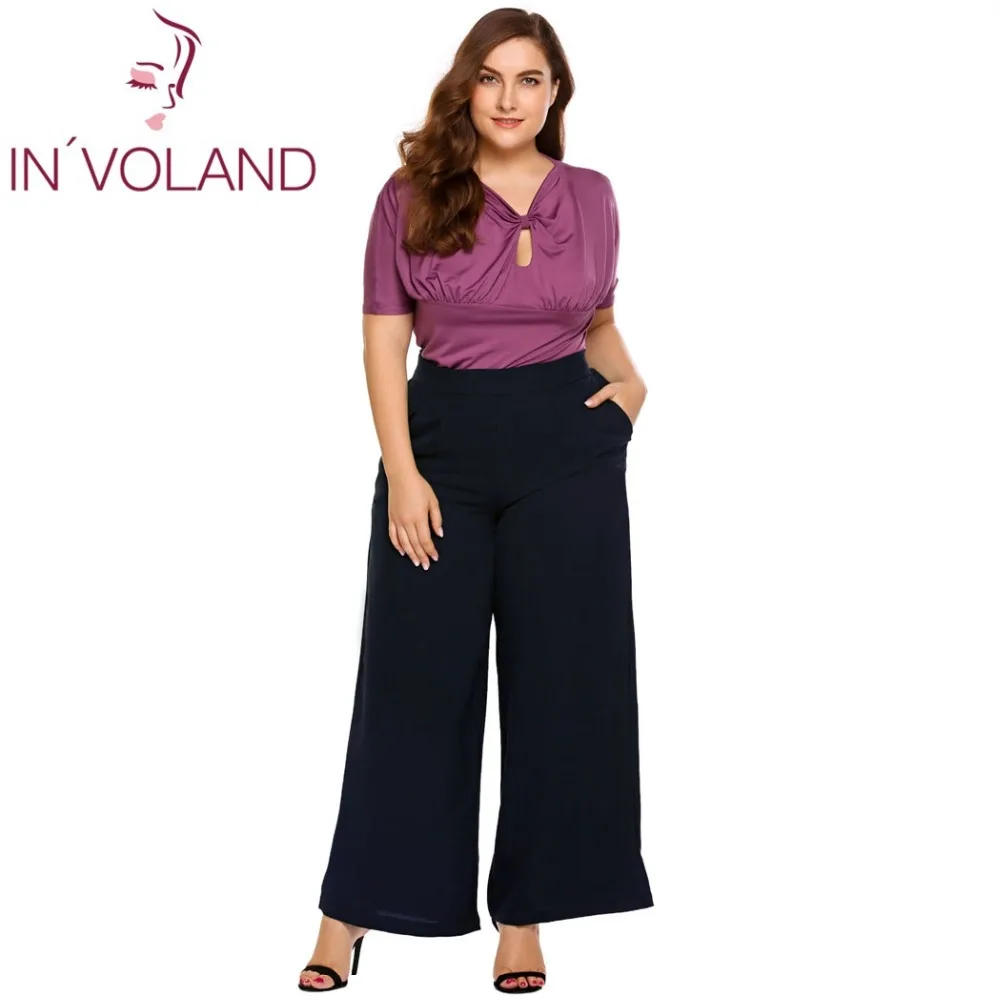 Женские широкие брюки IN'VOLAND повседневные однотонные длинные кюлоты с высокой